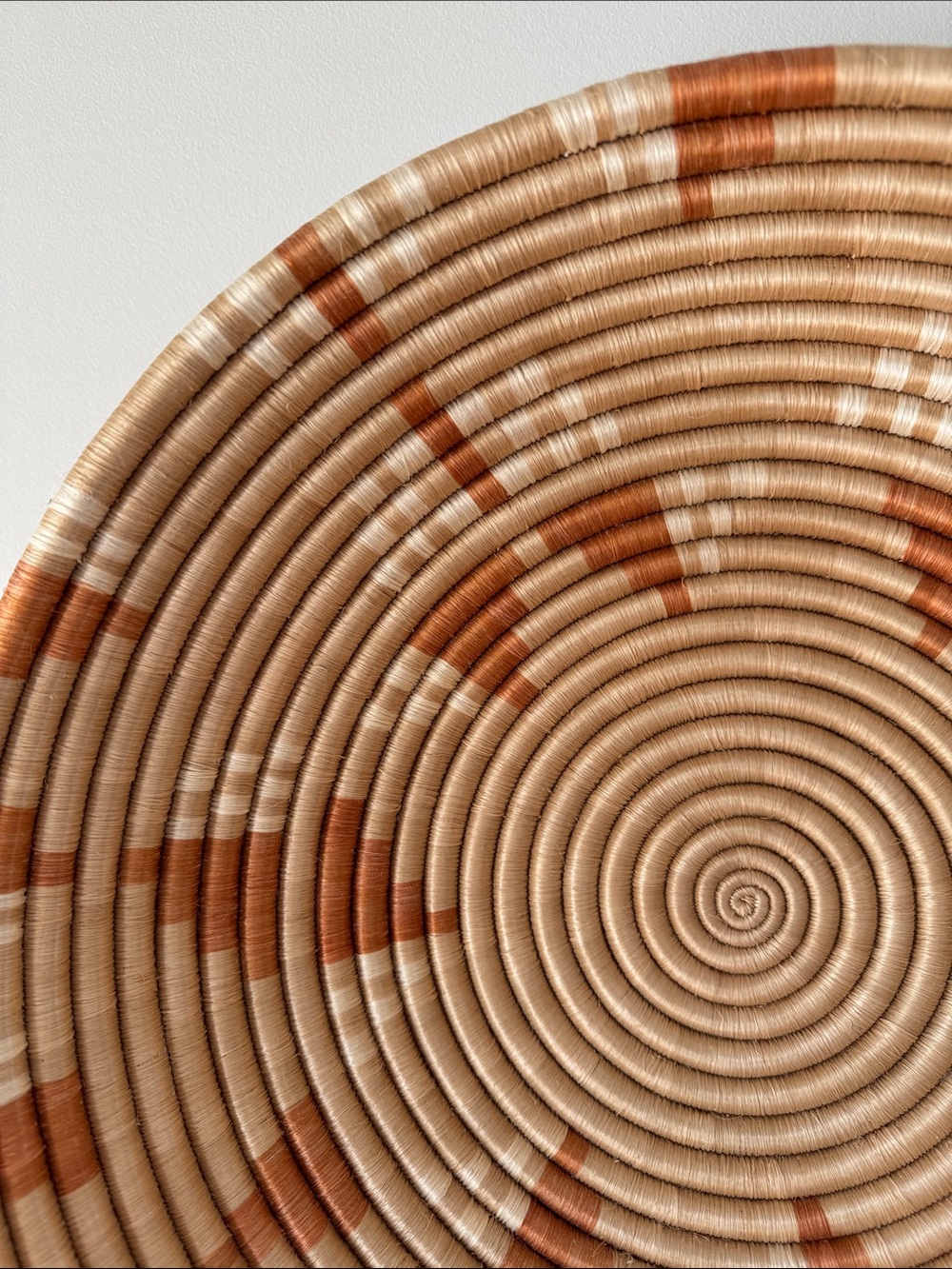 Fair Trade Handwoven Decorative Woven Wall Basket - Tan & Rust - Picture 2 of 10